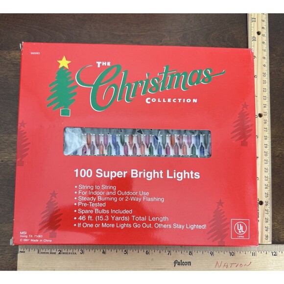 Set Of 2 Vintage The Christmas Collection 100 Super Bright Lights Clear Bulb New - Picture 2 of 6
